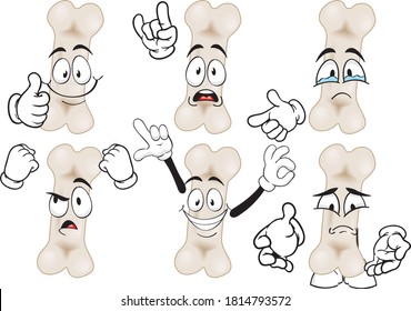 A vector set of drawing bone in different situations. Drawing mascots.