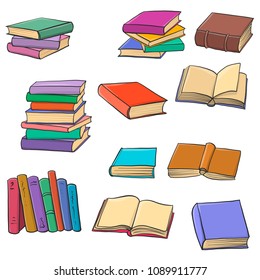 vector set of drawing books, hand drawn illustration