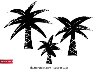 Vector set of drawing palm, monochrome artistic botanical illustration, isolated floral elements, hand drawn illustration.
