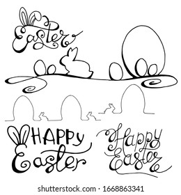 
Vector set of drawings for Easter. Happy easter