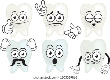 Conjunto vectorial de dibujos con mascotas dentales.