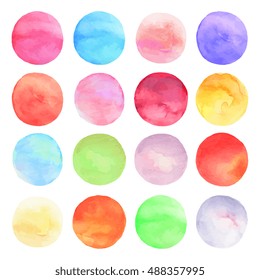 Vector set drawn watercolor. Round shapes background.