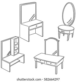 vector set of dressing table