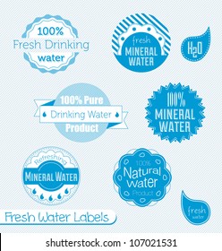 Vector Set: Drinking and Mineral Water Labels