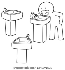 vector set of drinking water fountain