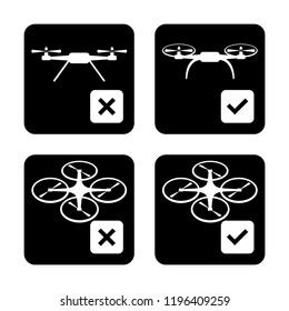 Vector set of drones icons. Modern, simple flat vector illustration for web site or mobile app. Isolated on white.