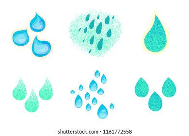 Vector set drops, symbol sign nature, element design.