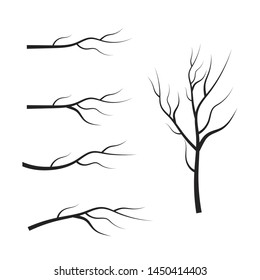 vector set dry tree branches. Leaves, swirls and floral elements