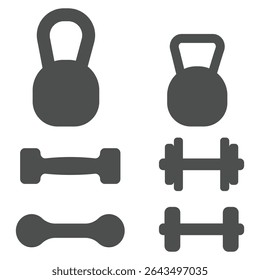 Vector set of dumbbells icons isolated on white background, sport elements