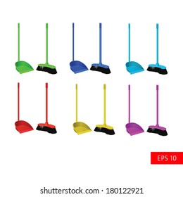 vector set dustpan and broom for cleaning