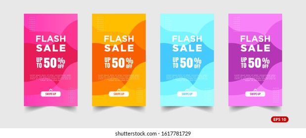 Vector - Set of dynamic modern fluid sale banner. Good for social media stories, web page, mobile phone