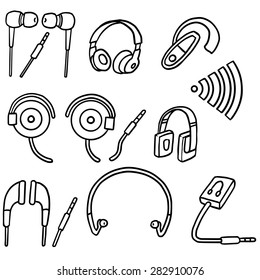 vector set of earphone