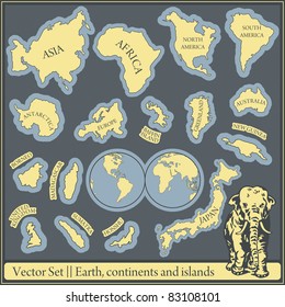 Vector Set - earth, continents and islands
