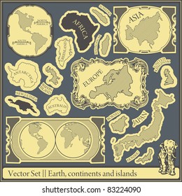 Vector Set - earth, continents and islands