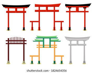 Vector set of east asian gate