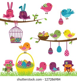 Vector Set of Easter Birds