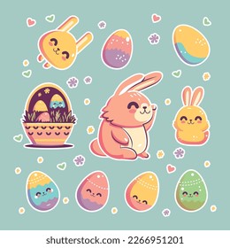 Vektorset Ostersonniger Aufkleber