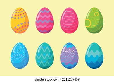 Vector set of easter colorful eggs sticker. Easter egg illustration