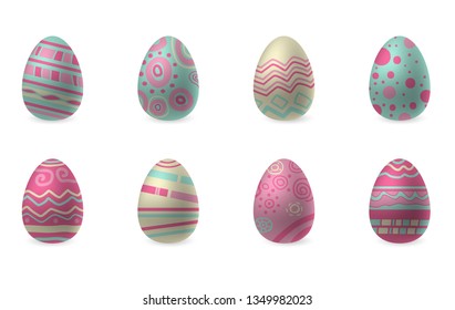 Vector set of Easter colorful painted eggs