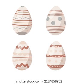 Vector set of Easter decorated eggs isolated on white background.