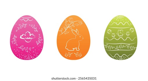 Vector set of Easter eggs with different patterns. Happy Easter! Hand painted eggs. Spring holiday. EPS10