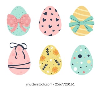 Vector set of easter eggs with different print