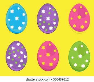 Vector set of Easter eggs of different colors