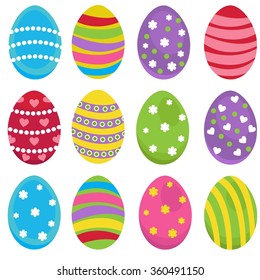 Vector set of Easter eggs of different colors