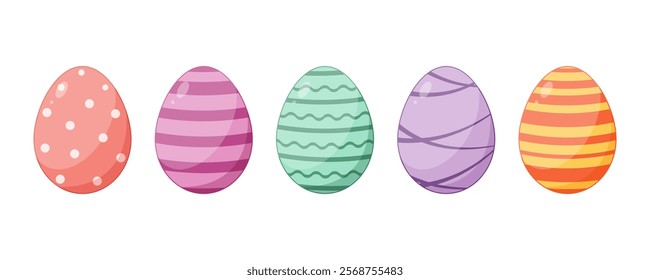 Vector set of Easter eggs. Elements for Easter decorations. Vector illustration.
