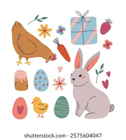 Vector set of Easter elements