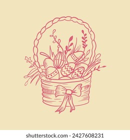 Vector set of easter icons collection with hand drawn or doodle style