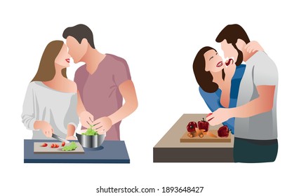 conjunto vectorial de copas de amor para la comida y la cocina