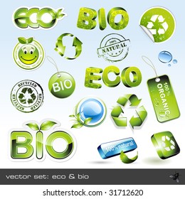 vector set: eco & bio - 16 items