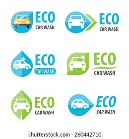 Vector Set Of Eco Car Wash Logotypes. Eps 10.