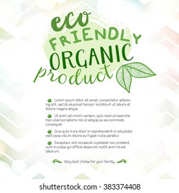 Vector set of eco friendly food label on the stylish brochure. Fancy cards design for bio, healthy product. Fresh ecological posters about organic food.