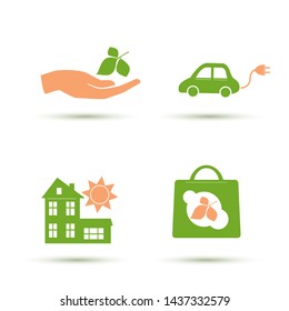 Vector set of eco friendly icons isolated on white