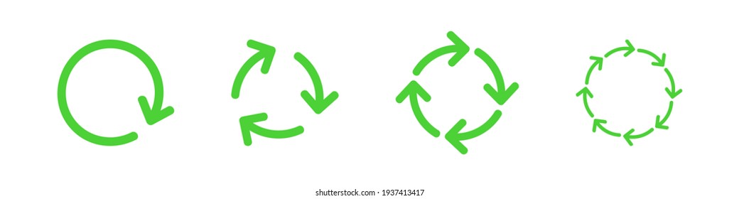 vector set of eco icons with green arrows