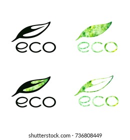 Vector set of ECO logo and icons. Design template, badges, labels and emblem for business