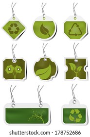 Vector set of Eco recycling tags