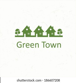 vector set of ecological city and homes 