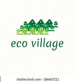 vector set of ecological city and homes signs and icons 