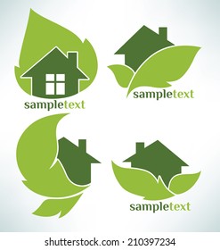 vector set of ecological homes signs and icons