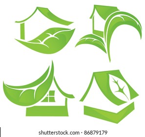 vector set of ecological homes signs and icons