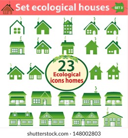 Vector set of ecological houses of varying complexity. EPS 10