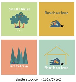 Vector set for Ecological project. 4 separate banners for print, websites, magazines.