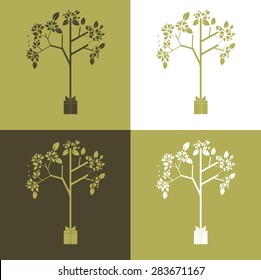 Vector set of ecological symbol - gift tree