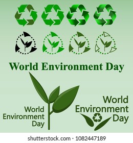 vector set of ecology icons in different versions and plants world earth day