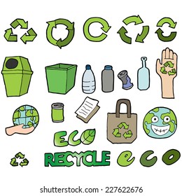 Conjunto de Vector de ecología y reciclar icono