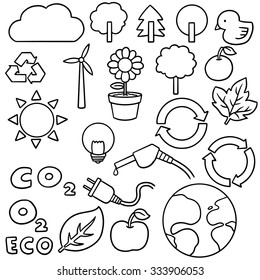 vector set of ecology and recycle icon