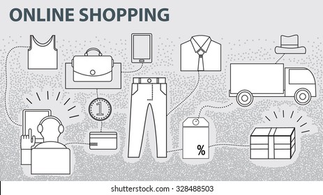 Vector set of E-commerce online shopping icon, user process payment and delivery product, flat concept design   for winter and shopping theme-illustration